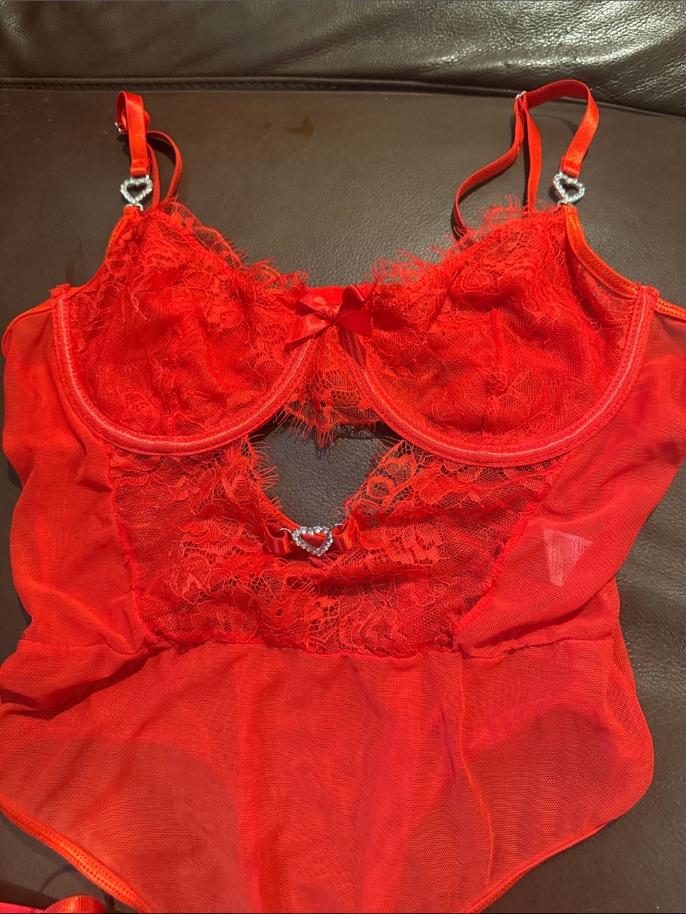 Red Lace Sheer Bodysuit – Women Intimates & Sleepwear